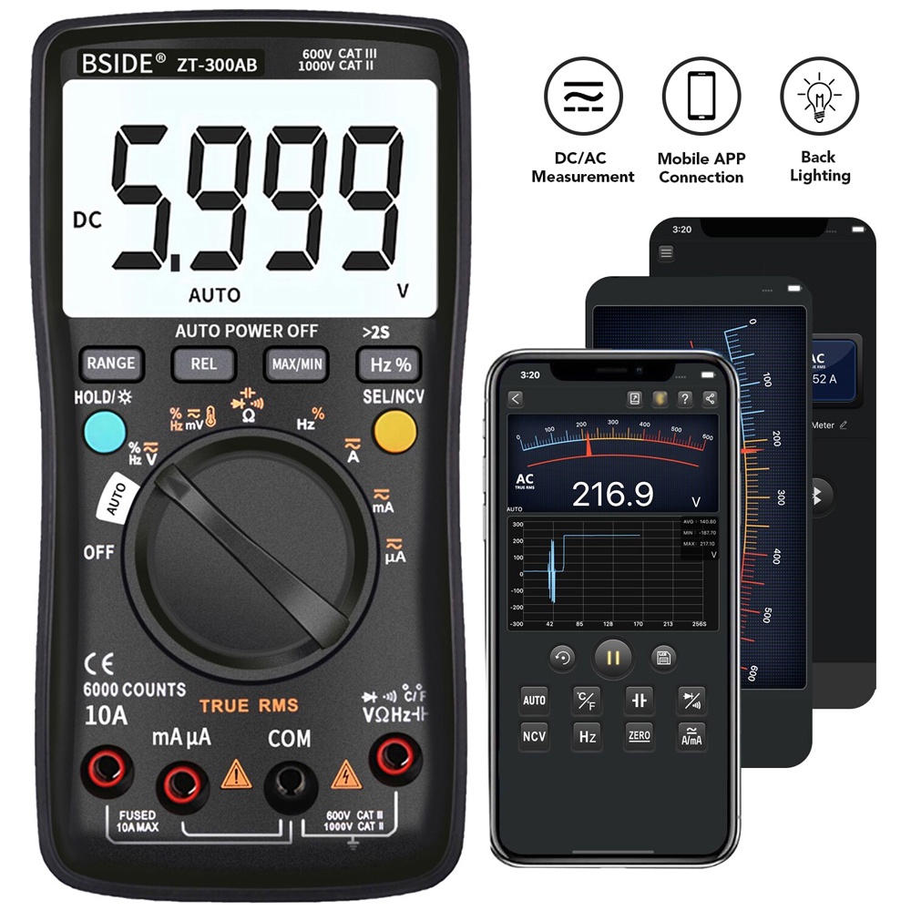 Bside Multimeter Digital Universal Meter 6000 Counts Lcd