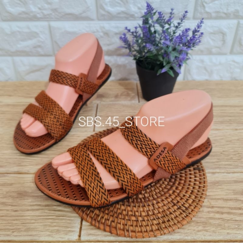 Cuci Gudang  Adesa Let/Tali Belakang Elastis/Sandal Wanita Rajut Turki Ban 2.