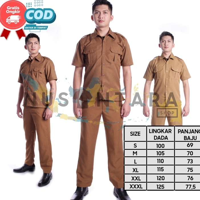 Unik Seragam Pns Pria Seragam Pdh Guru Pria Warna Khaki Tua Keki Muda Lengan Pendek