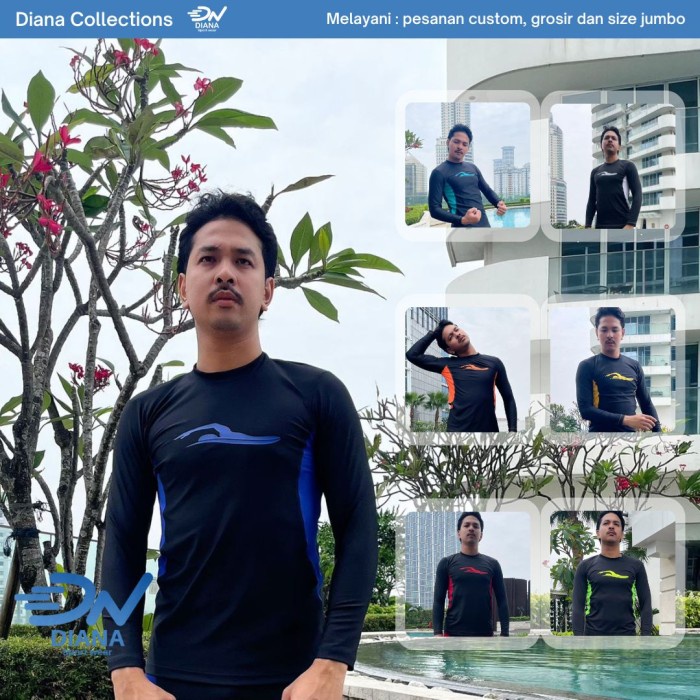 Baju renang pria/Baju renang pria jumbo/Baju renang dewasa/Atasan renang lengan panjang