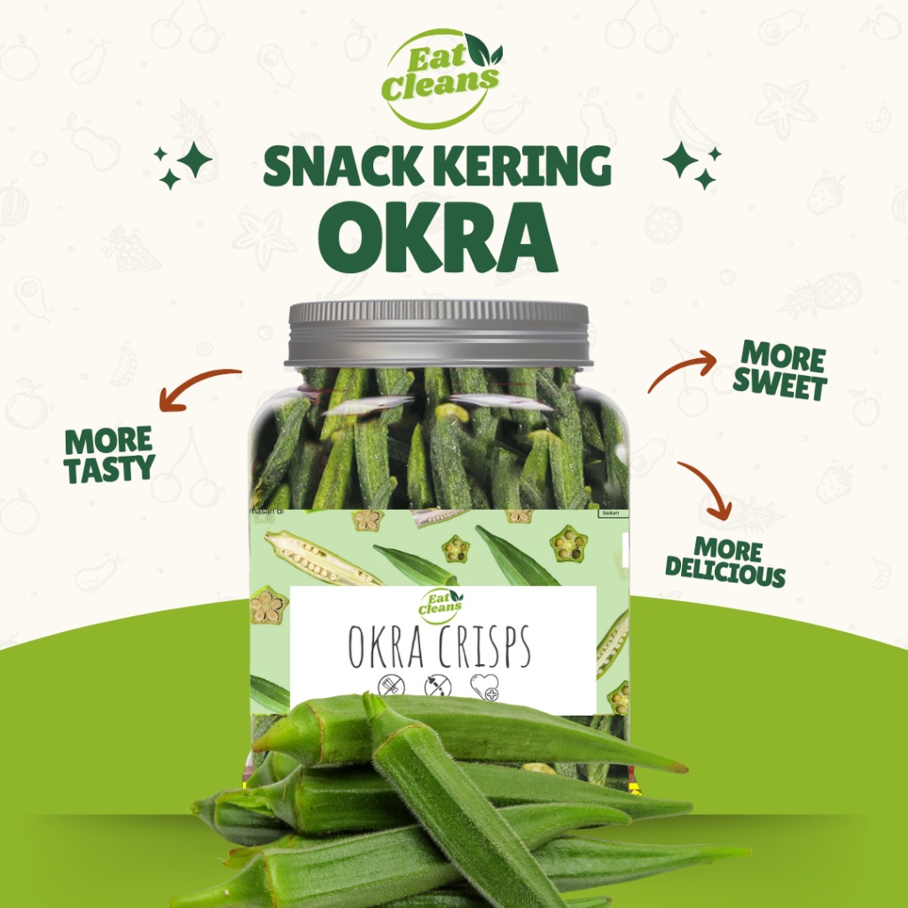 Keripik Okra Premium - Keripik Sayur Okra Krispi - Cemilan Diet Snack Sehat Rendah Kalori - Okra