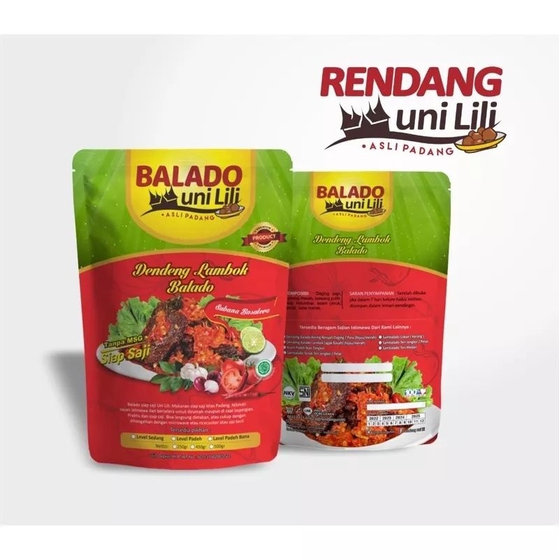 

MD BPOM Dendeng Lambok balado merah / hijau 250 gr Daging Sapi khas Minang by Rendang Uni Lili WE!