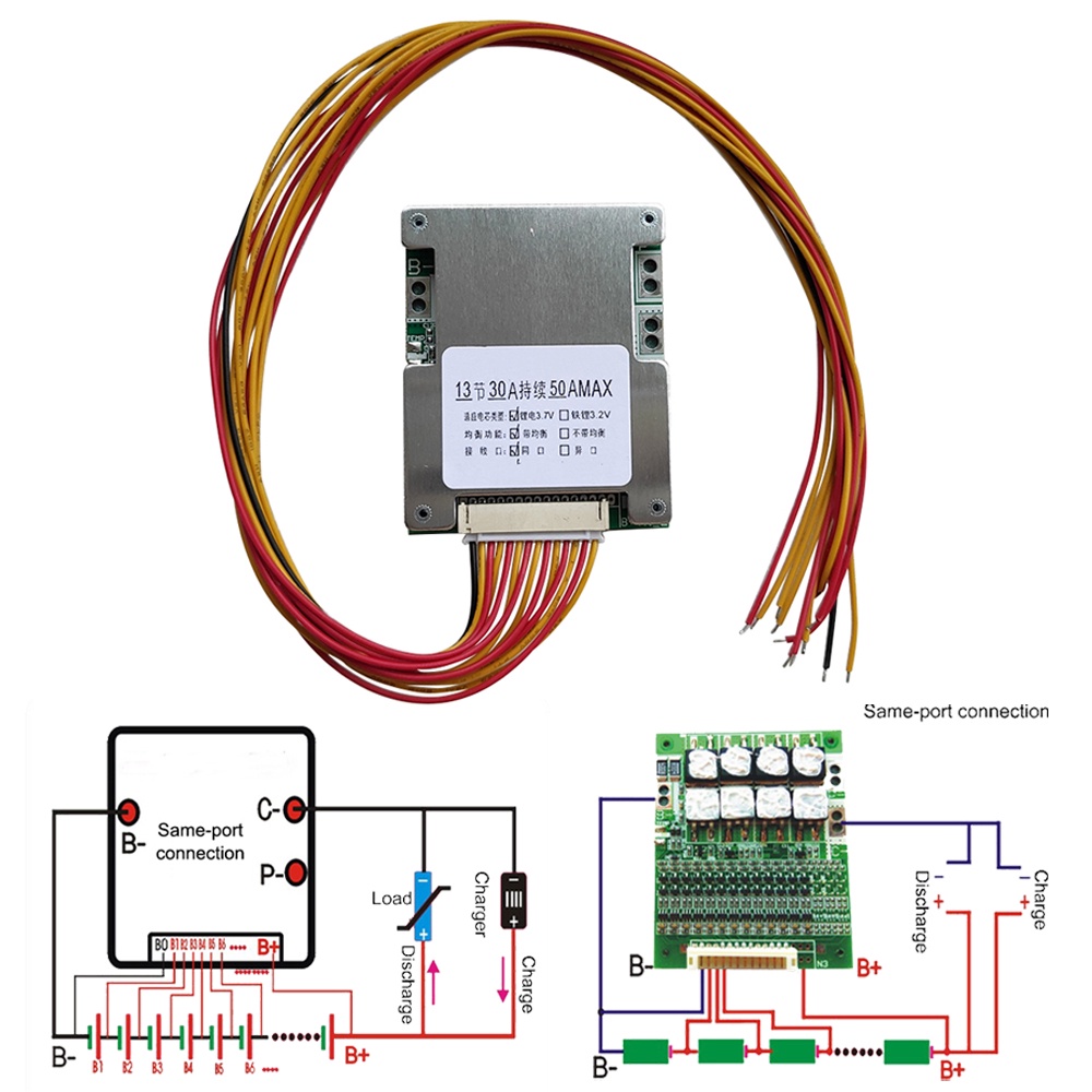 BMS 13S 48V 50A 18650 Li-ion Lithium Battery Pack Protection PCB Board Electronics For Electric Car 