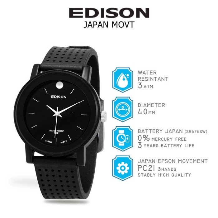 Jam Tangan Watch Edison Ar Eg 2401 Waterproof Japan Movement