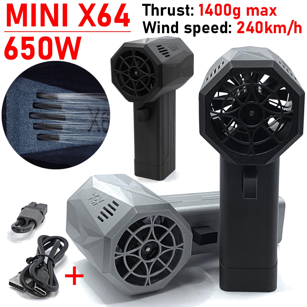 Turbo Jet Fan Mini X64 Blower Wind Speed 240km/h Brushless Motor Handheld Duct Fan High-Performance 
