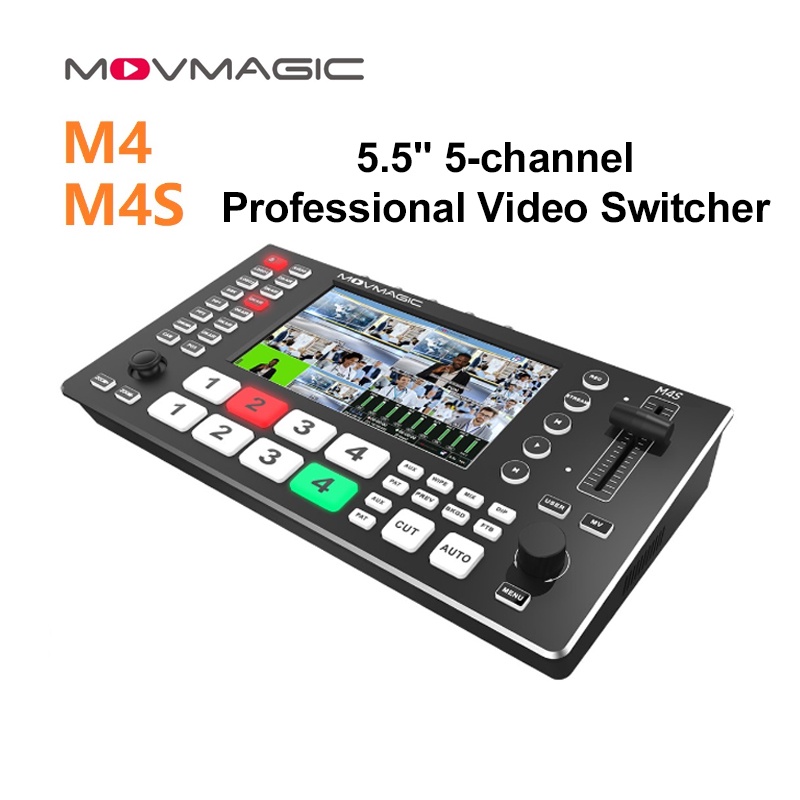 Movmagic M4&M4S 4K 5-channel Professional Video Switcher IPS Screen Video Audio Mixer HDMI-compatibl