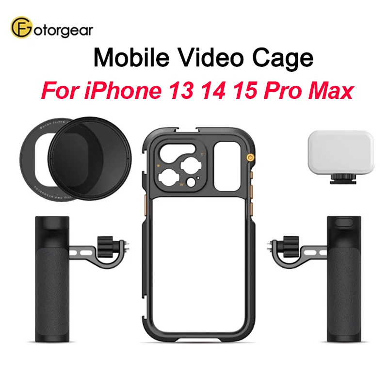Fotorgear Mobile Phone Video Cage for iPhone 15 14 13 Pro Max T Mount SmartPhone Cage for Videoing V