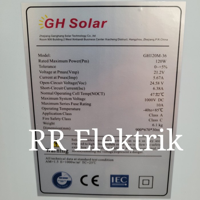 Solar Panel Solar Cell Panel Surya 120wp Monocrystalline 120 WP Mono
