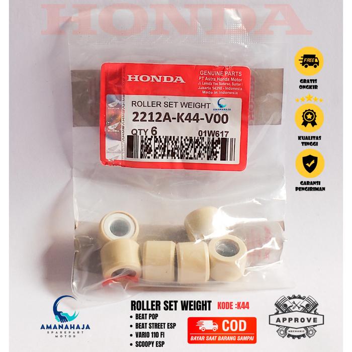 ROLLER SET ONLY MOTOR HONDA BEAT POP (K44) RULLER WEHT SPAREPART HONDA SPAREPART ASLI / SPAREPART