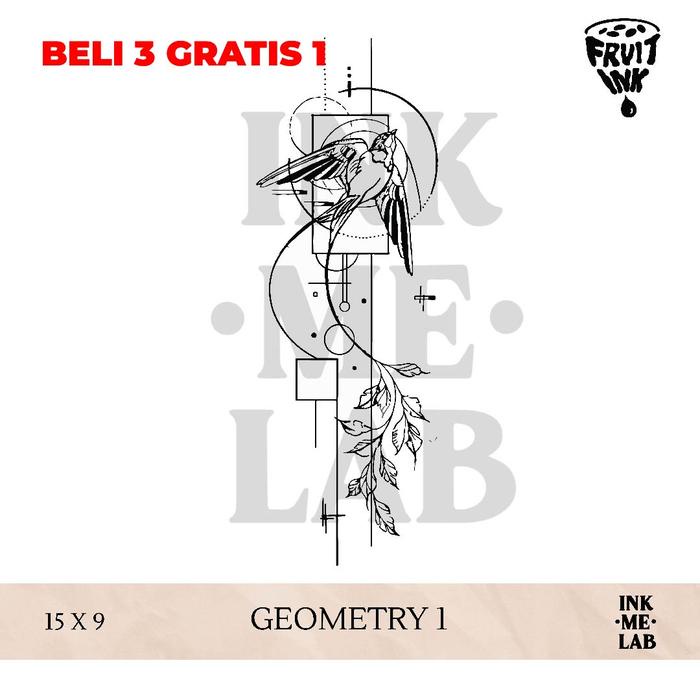 ..... Fruit Ink Tatto Geometry 1 By Inkmelab - Tato Temporer Bertahan 2-3 Minggu