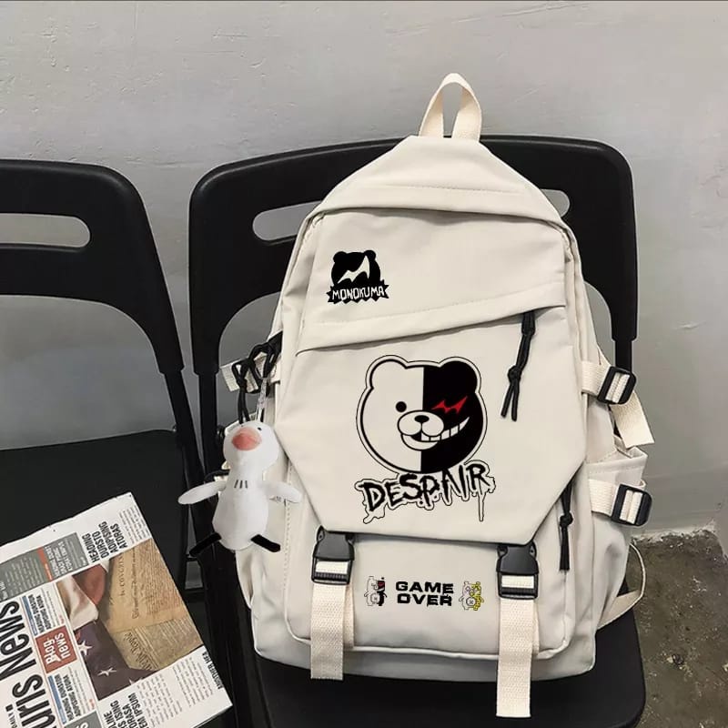 COD Tas Wanita Monokuma Ransel Warna Solid Kasual Wanita Pria Ransel Remaja Perempuan Laki-laki Tas