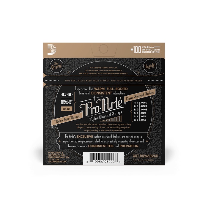 D'ADDARIO PRO ARTE EJ49 BLACK NYLON ORIGINAL - SENAR GITAR NYLON