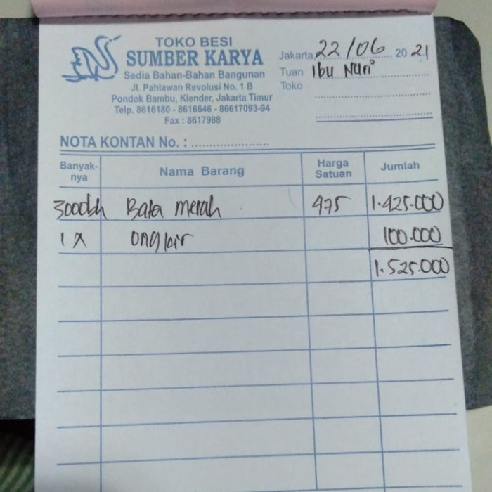 

Nota Ibu Nuri 22 Juni 2021