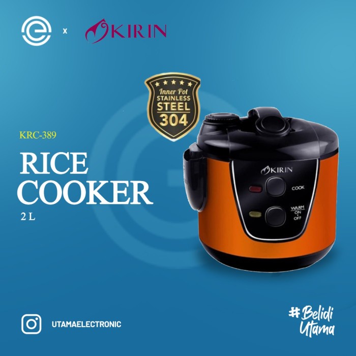 Ready- KIRIN Rice Cooker Stainless 2 Liter KRC-389