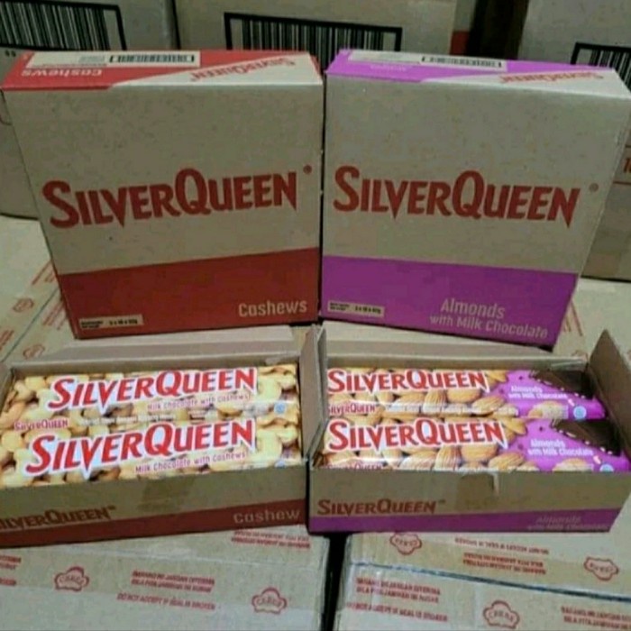 

BARANG TERLARIS PROMO Silverqueen 58gr box murah variasi Mede. almond. Banded isi 2