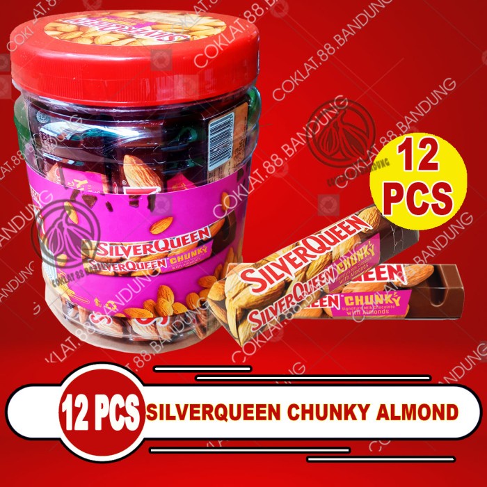 

BARANG TERLARIS SilverQueen Chunky Bar 30 gr Isi 12pcs Cokelat Toples Jar 30 gram X 12