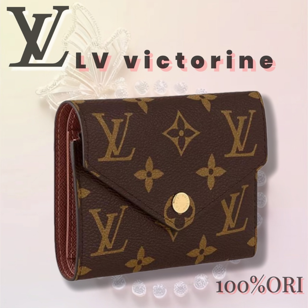 [100% Original] Louis Vuitton LV victorine/Dompet wanita kecil lipat presbyopic coklat/Dompet wanita
