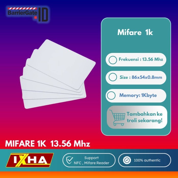 

Ready- 1 Pack isi 200 Pcs kartu RFID Mifare 1k 13.56 MHz GRADE A PVC ID Polos Blank Card Harga