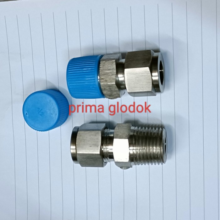 TOP MALE CONNECTOR SS316 1/2OD X 1/2/V-LOK CONNECTOR 1/2OD X 1/2NPT -