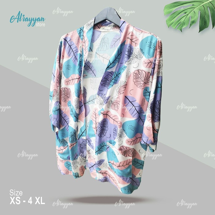Alrayyan Cardigan Wanita Motif Bunga Kimono Outerwear Korea Oversize