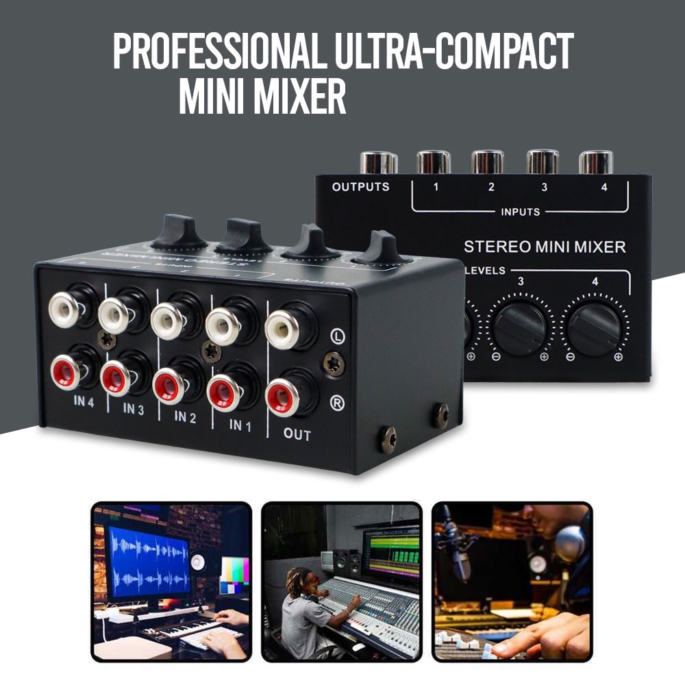 (JD.ku) STERO Professional Stereo Mini Mixer Audio Ultra-Compact 4 Channel - CX400 Kualitas Terbaik