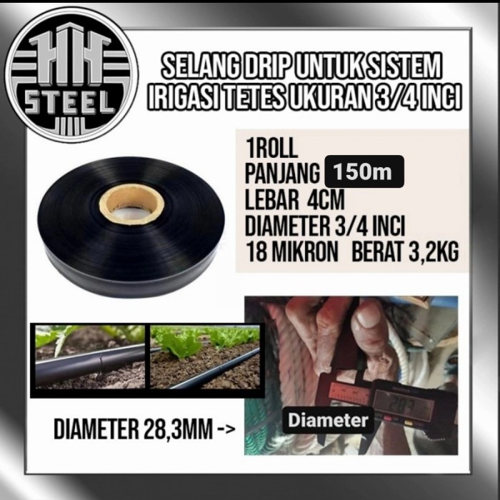 PREMIUM Slang Selang Drip Irigasi pertanian 3/4 inci Selang Plastik hitam roll