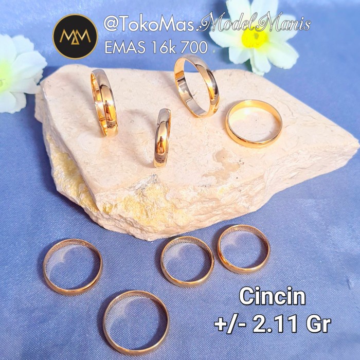 PREMIUM Cincin belah rotan polos emas kuning 700 kadar 16k