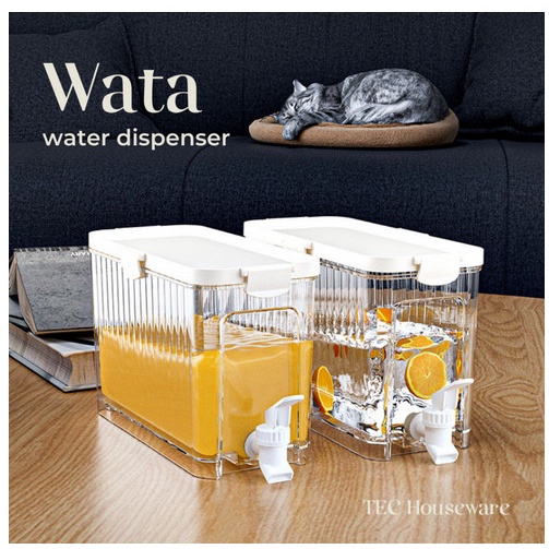 PREMIUM WATA Dispenser Botol Kotak Tempat Wadah Minum Air Es Jus Buah Kulkas