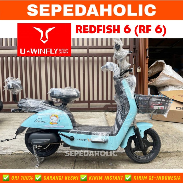 Sepeda Listrik Uwinfly Redfish 6 - Aluminium Frame, Lipat Cepat, Baterai Lithium-ion 360Wh, Warna Hitam/Putih/Merah