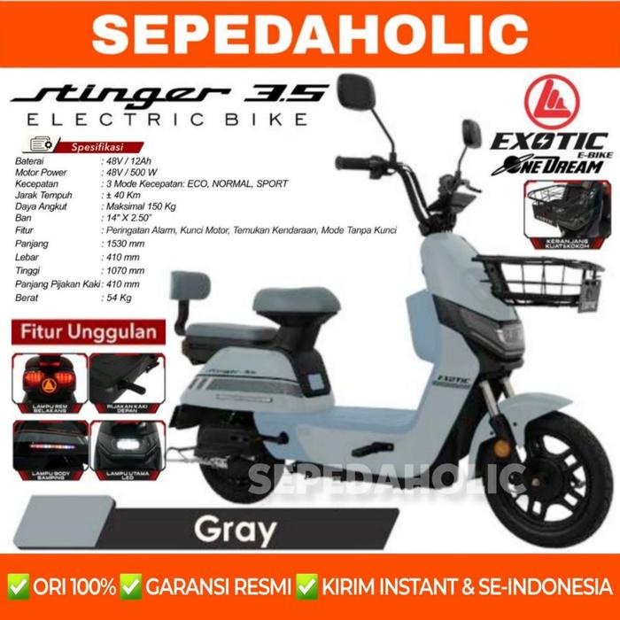 Best seller Sepeda Listrik EXOTIC STINGER 3.5 BY PACIFIC 500 Watt Electric Bike Terlaris