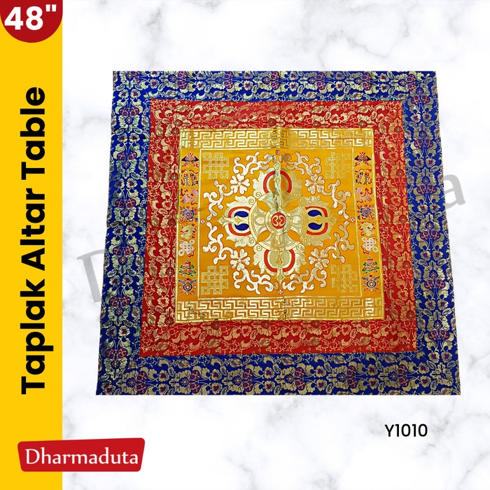 TERLARIS Kain Taplak Meja Warna Astamanggala 120cm Hiasan Buddhis Tibetan 1,2m