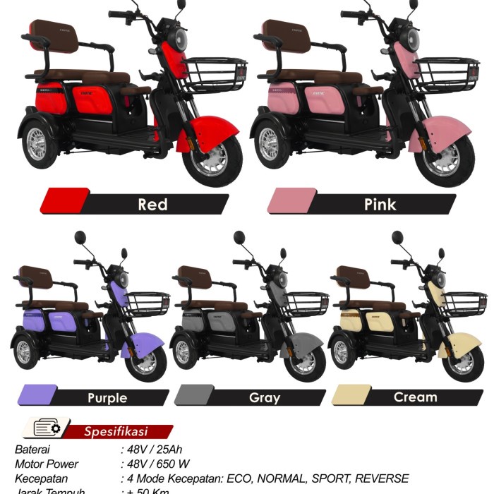 Best seller SEPEDA EXOTIC SIERRA RODA 3 TIGA PACIFIC BIKE ELECTRIC EBIKE Terlaris