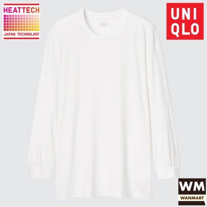 UNIQLO Kaos Long John Pria Heattech Crew Neck White Longjohn