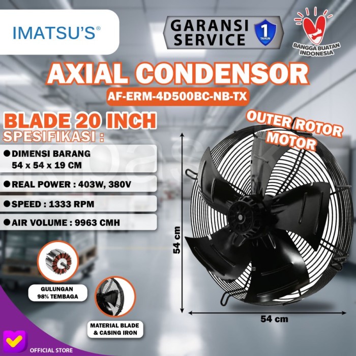 Axial Fan 20 Inch 380V Fan Condensor Fan Chiller Kipas Condenser 20"