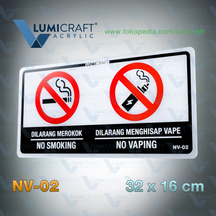 JTTOP" SIGN AKRILIK DILARANG MEROKOK DAN DILARANG MENGHISAP VAPE / NO SMOKING NO VAPING UNTUK KAFE