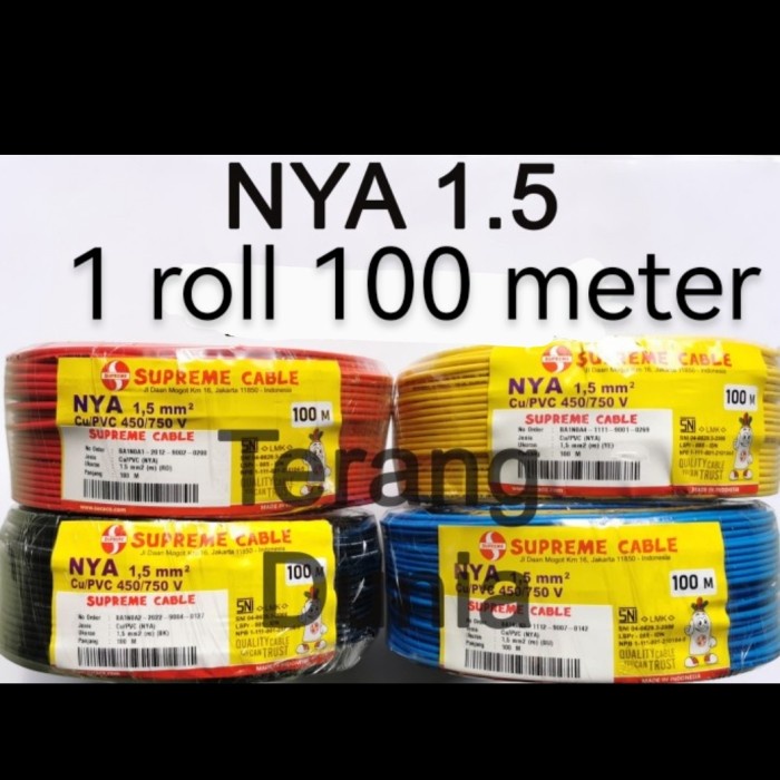 Kabel Tunggal Supreme 1.5mm Kabel Supreme NYA 1.5mm 100meter Kabel NYA