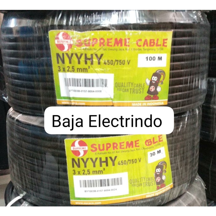 Kabel Listrik NYYHY 3X2,5MM SUPREME @50M Serabut Isi 3 NYYHY 3x2,5 mm