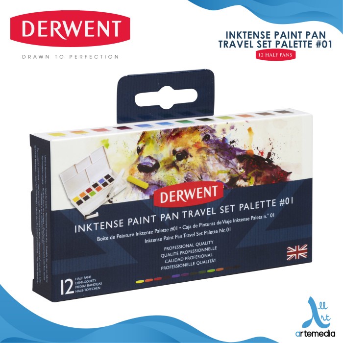 

TERLARIS Cat Watersoluble Derwent Inktense Set 12 Paint Pan Travel
