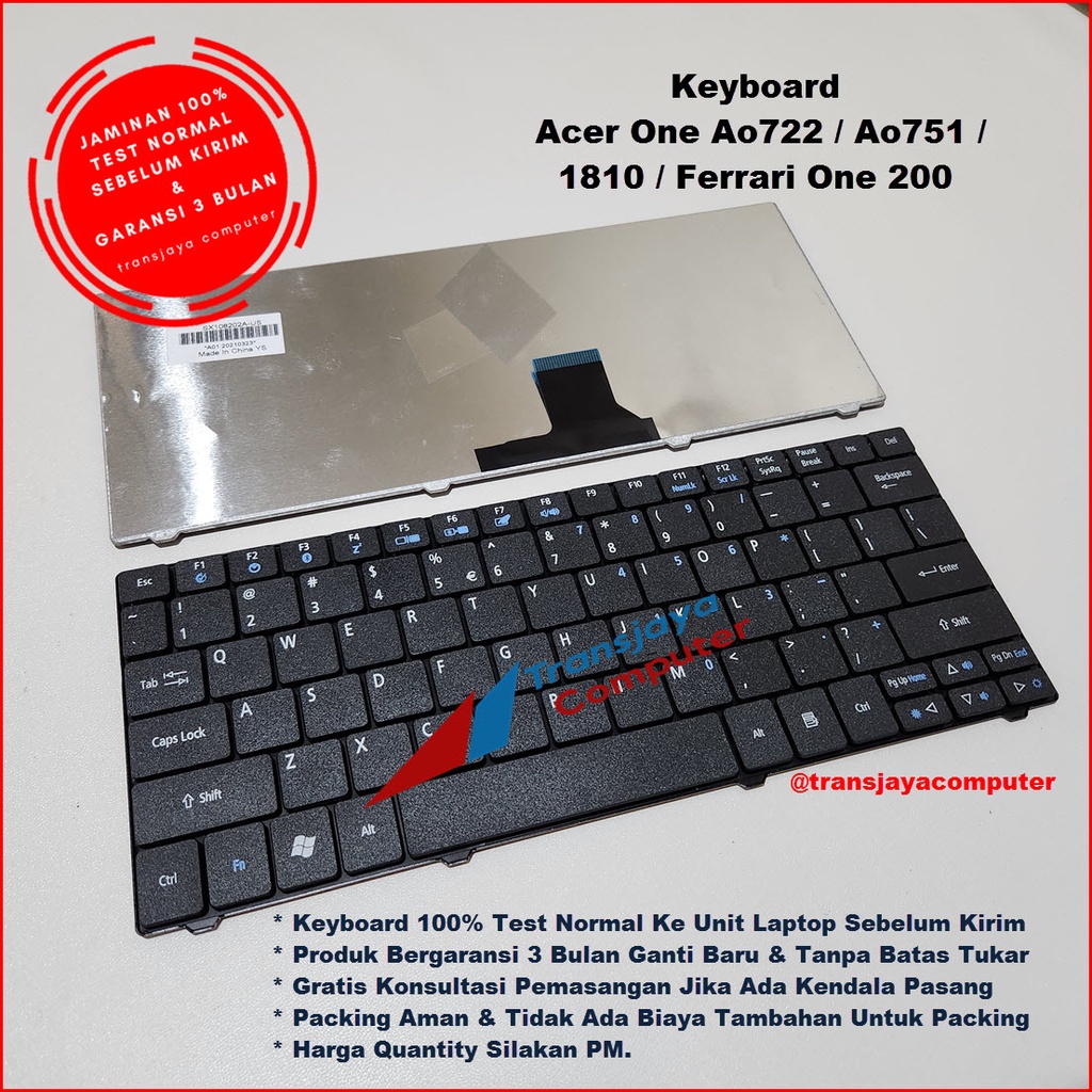 Keyboard Netbook Notebook Acer Aspire One 1830 1830T 1810 AO722 722 AO751 751 Ferari One 200