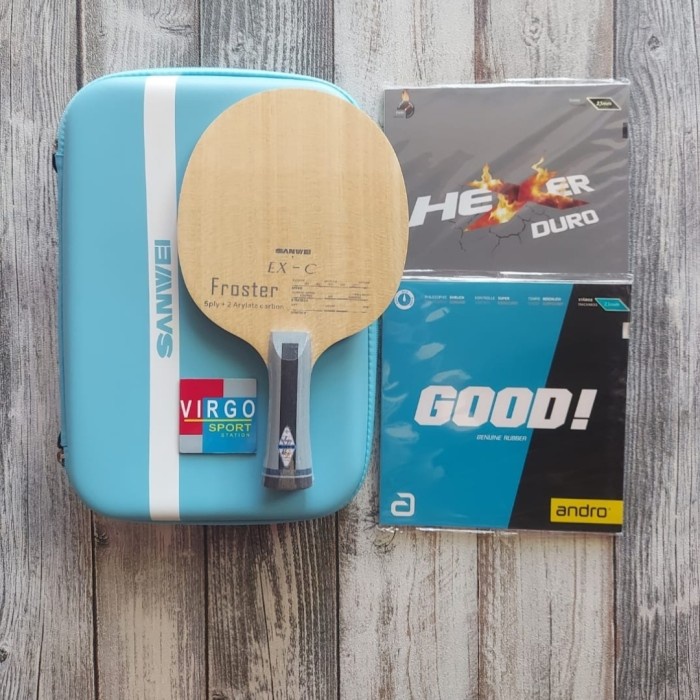 Paket Rakit Sanwei Froster ALC carbon bat bet pingpong tenis meja
