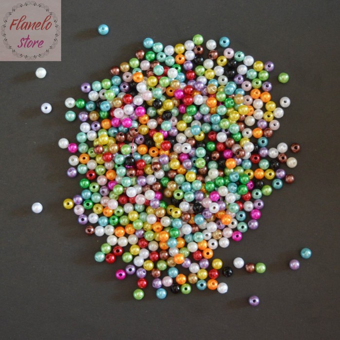 MANIK-MANIK / MANIK MUTIARA /MOTE MUTIARA IMITASI 6MM BENTUK BULAT MIX