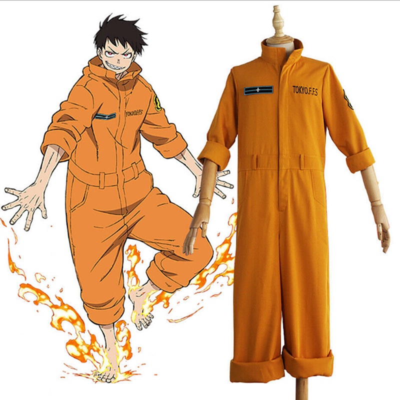 Anime Fire Force Shinra Kusakabe Cosplay Costume Jumpsuit Jumpsuit Orange Team Uniform Suit Arthur