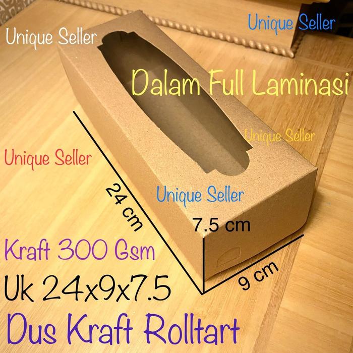 Sale Terbatas [Isi10] Dus Box Kotak Roll Tart 24X9X7.5 Kraft Jendela Full Laminasi 300 Gram / Dus