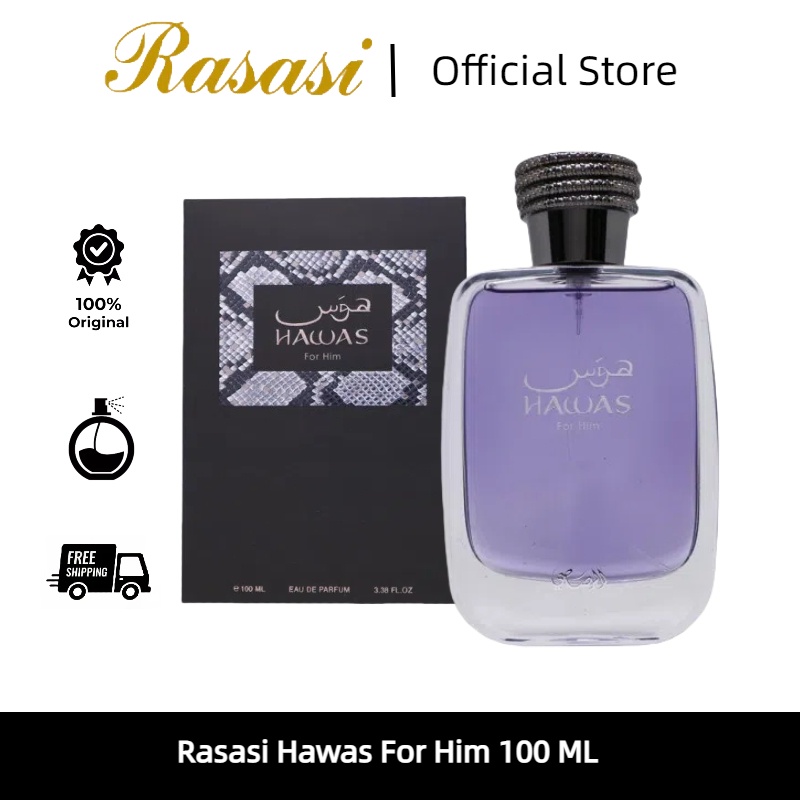 Rasasi Official Store/Rasasi Hawas For Him 100 ML/Eau De Parfum/Rasasi Its Essential/Raarfum Pria