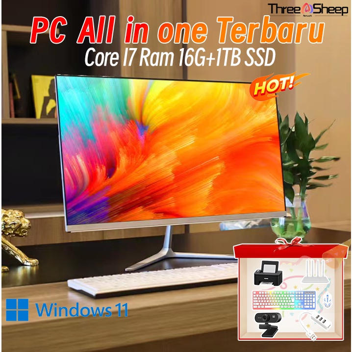 Komputer All-in-One PC terbaru Intel Core i3/i5/i7, 8G/16G RAM 256/512GB SSD - PC Monitor Gaming