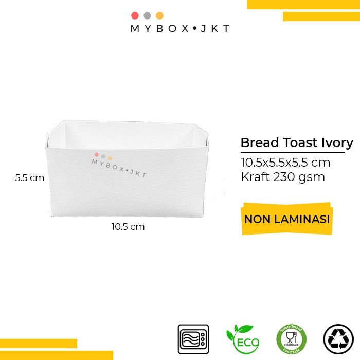 (Expert) Box Kotak Roti Bread Toast Paper Tray Ivory Putih 10,5x5,5x5,5