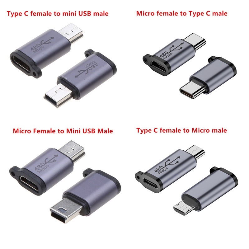 Type C Female to Micro USB/TypeC Female to Mini USB/Micro USB Female to Type C/Micro USB Female to M