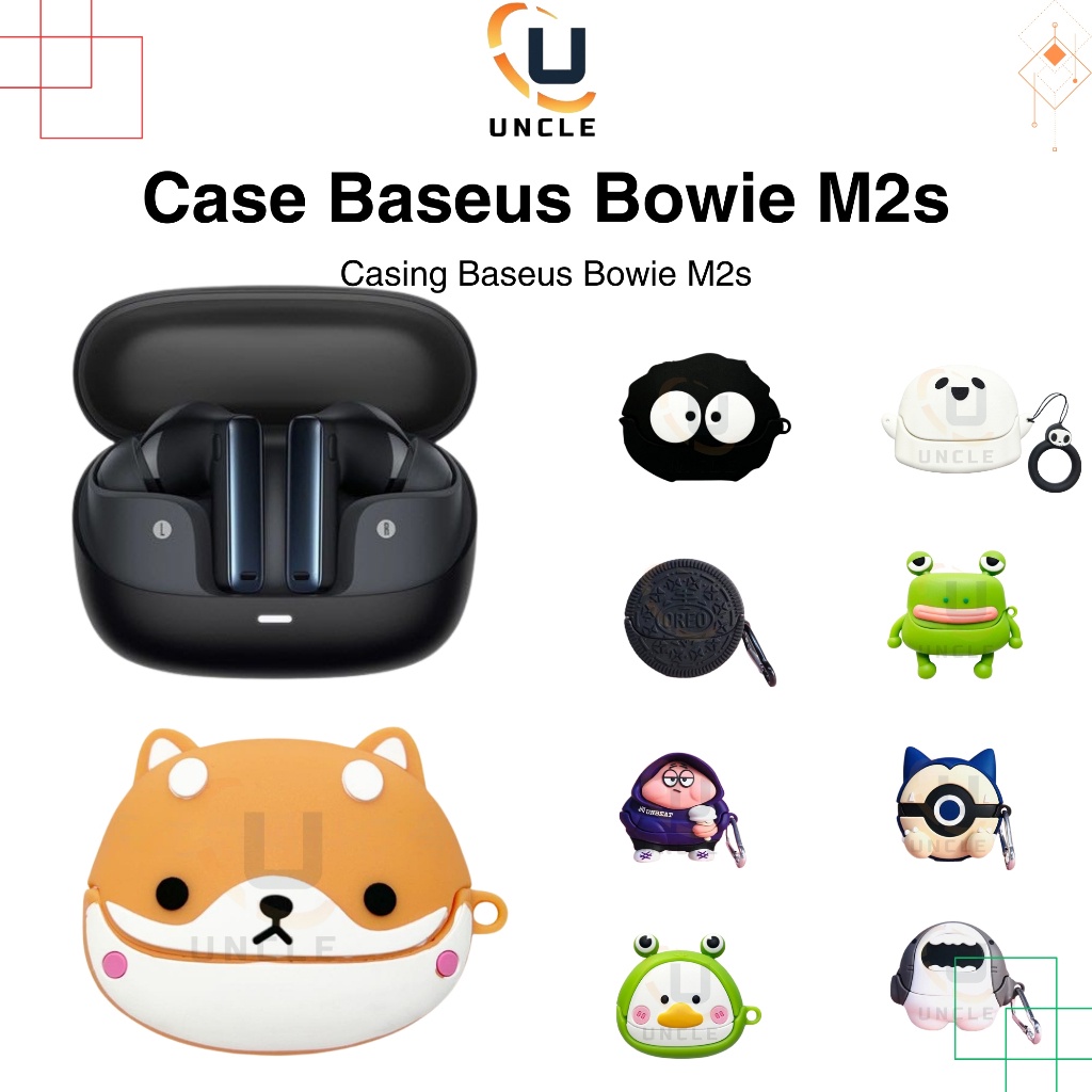 TerLengkapDong- Case Baseus Bowie M2s 3D Kartun Lucu Casing Earphone TWS Pelindung Cover Uncle id