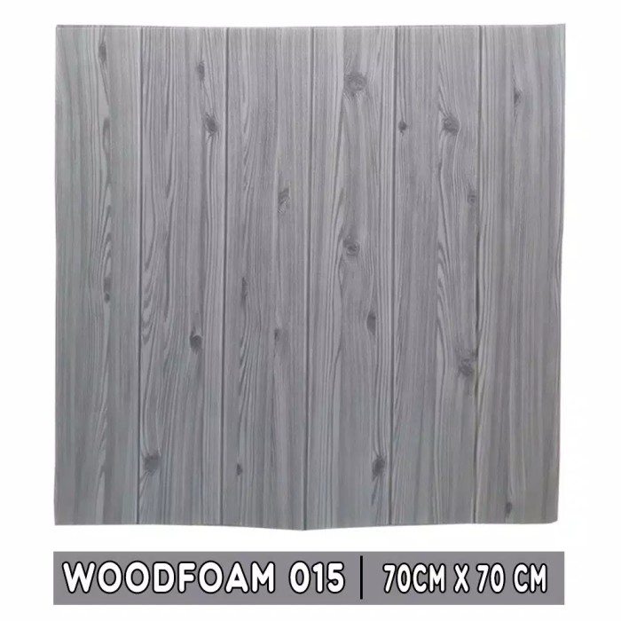 HEMAT Wallpaper foam 3d Dinding kayu Abu Serat 70x70 cm Dekorasi Dinding