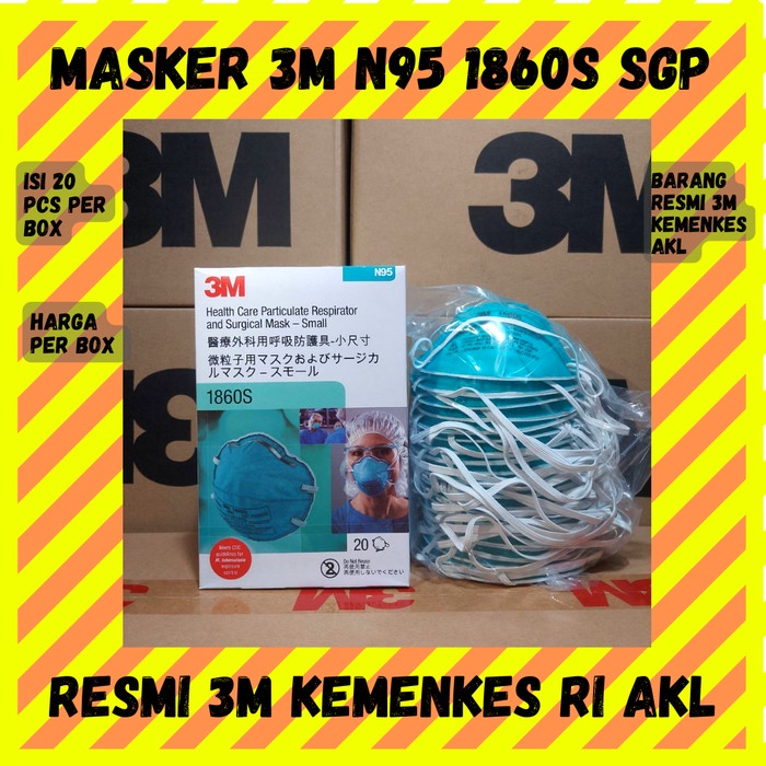 New Masker N95 1860S SGP KEMENKES AKL Isi 20 pcs per box (small) Resmi